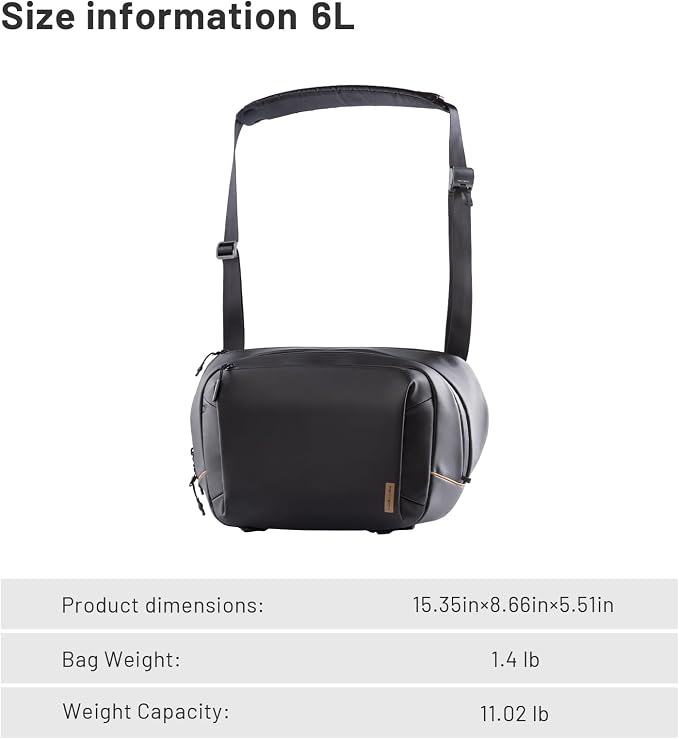 PGYTECH OneGo Solo V2 Camera Sling Bag, 6L Crossbody Camera Bag - Image 9