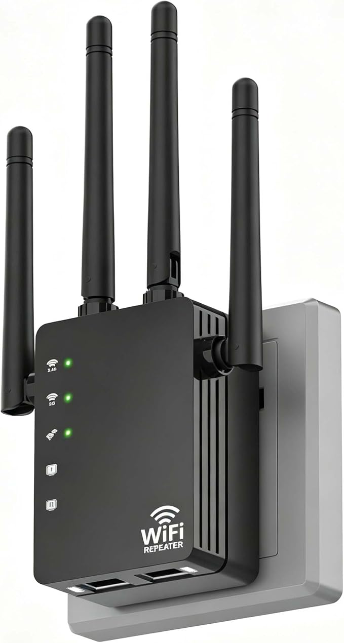 WiFi Repeater Signal Extender, Extends Coverage to 12880 Sq.ft, Handles 105 by GEYILO