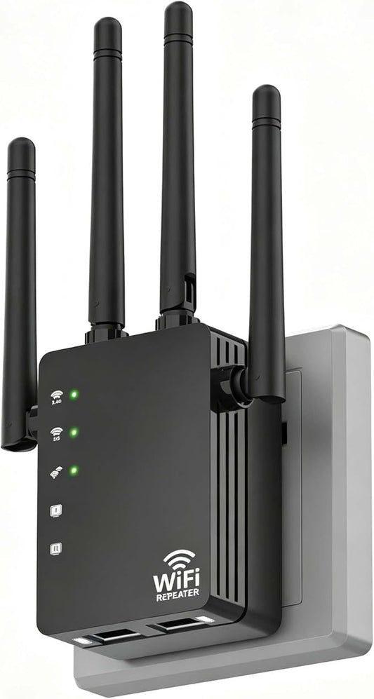 WiFi Repeater Signal Extender, Extends Coverage to 12880 Sq.ft, Handles 105 by GEYILO
