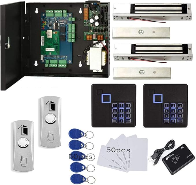 TCP/IP 2 Doors Access Control System Kits Metal Push Release Button by MENGQI-CONTROL