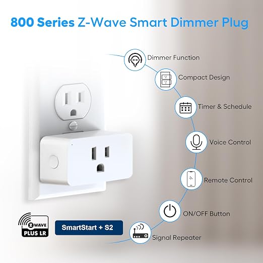 Zwave Dimmer Plug 800 Series 2 Pack, Dimmable Zwave Outlet Built-in Repeater - Image 8