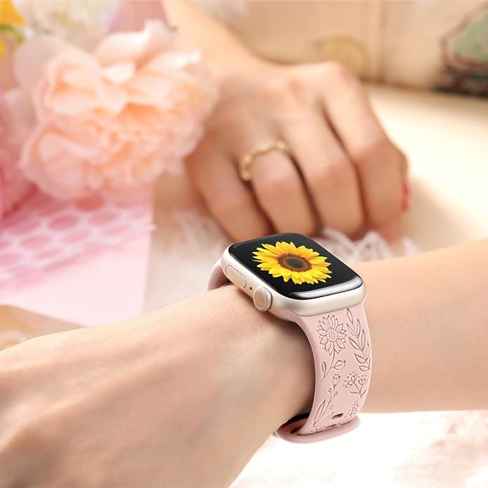 SNBLK 6 Pack Floral Engraved Bands Compatible - Image 6