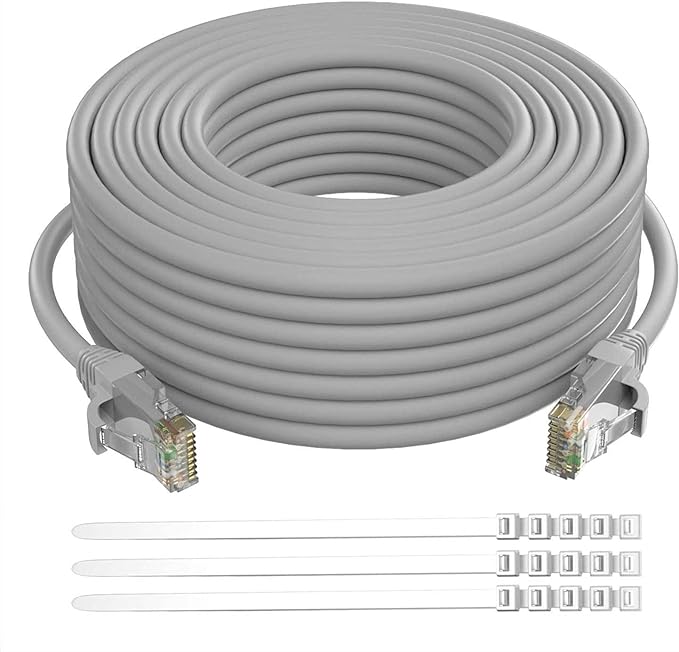 Adoreen Cat 6 Ethernet Cable 200 Ft-Gray, Outdoor & Indoor Snagless Long Round by Adoreen