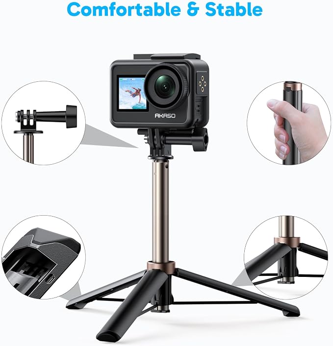 AKASO 60cm Selfie Stick Extendable Tripod Stand Compatible - Image 3