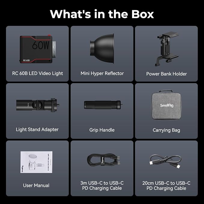 SmallRig RC 60B COB Video Light, 49Wh Battery 45min Runtime, 63W 11200lux CRI - Image 9