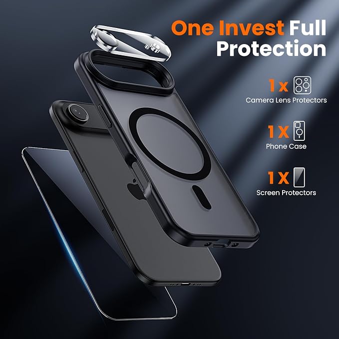 toushion 3 in 1 for iPhone Air Case Matte Black, Fits MagSafe, Screen - Image 2
