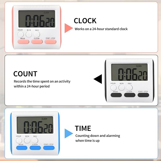 Mudder 12 Pack Digital Kitchen Timer - Image 4