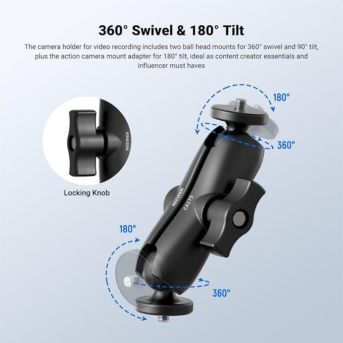 NEEWER Motorcycle Bicycle Handlebar Clamp Holder Magnetic Car Mount Accessories - Image 3