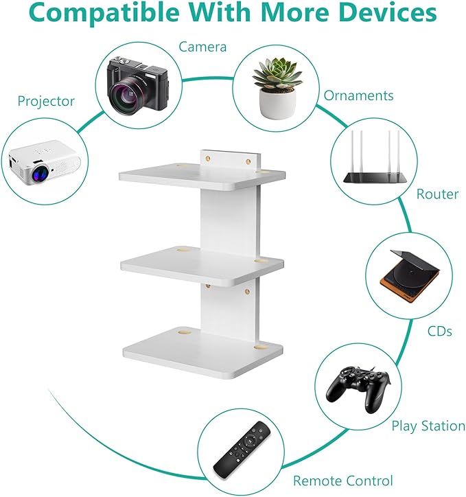 WALI Floating TV Shelf, 3 Tier Projector Shelf - Image 3