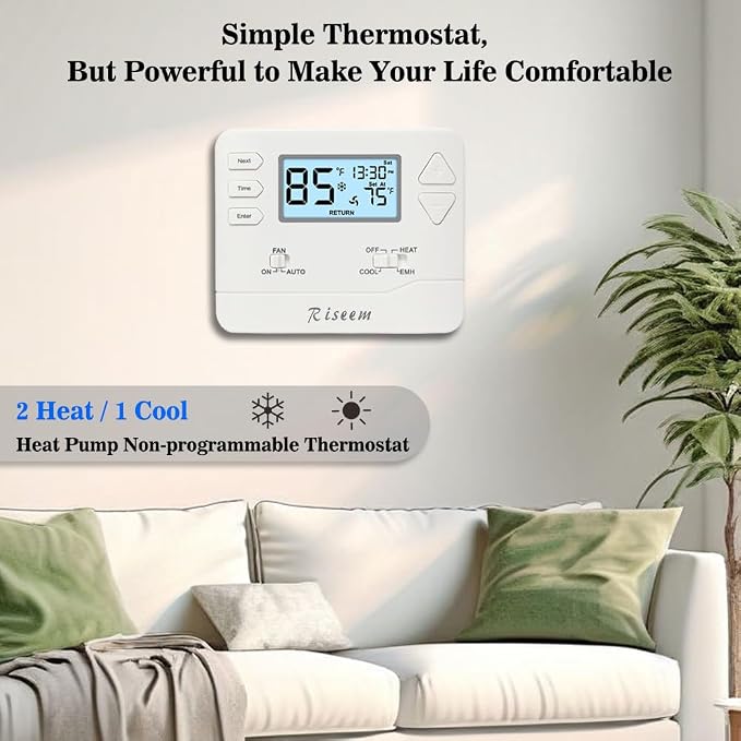 Thermostat for Heat Pump, NonProgrammable Thermostat for Home, Conventional - Image 7