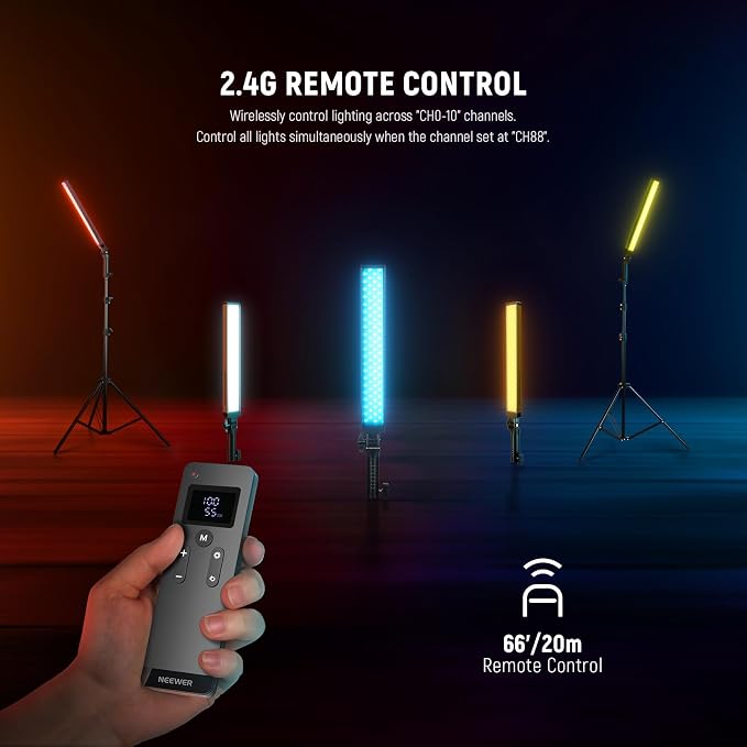 NEEWER Handheld 2.4G LED Video Light Stick Kit, Upgraded 40W Dimmable - Image 7