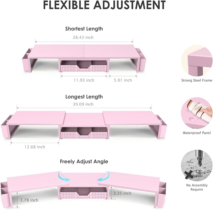 OPNICE Desk Organizers and Accessories, Dual Monitor Stand Riser - Image 3