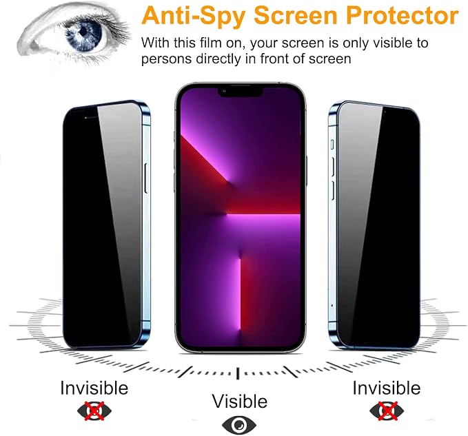 PEHAEL 2+2Pack for iPhone 13 Pro Max Privacy Screen Protector - Image 4