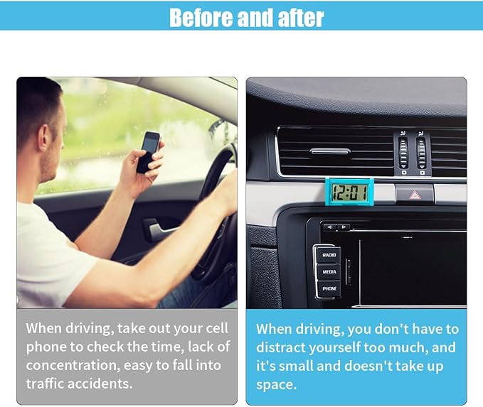 Small Electronic Dashboard Car Time Clock Self-Adhesive Mini Car Electronic - Image 4
