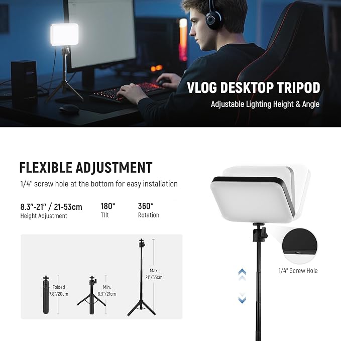 NEEWER BASICS LED Video Panel Light, Bi Color Dimmable Video Conference - Image 6