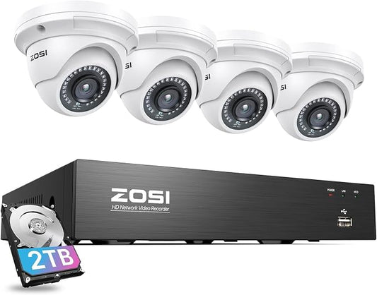 ZOSI 8CH PoE Home Security Camera System Outdoor Indoor, H.265+ 4K 8MP by ZOSI