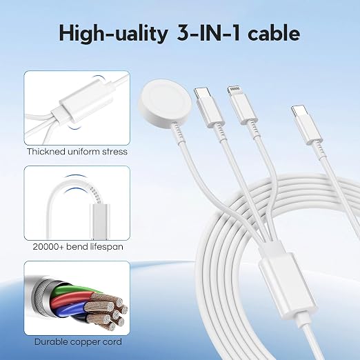 Upgraded Apple Watch Charger, 3 in 1 Magnetic iWatch Charger to USB C Cable 3ft - Image 4