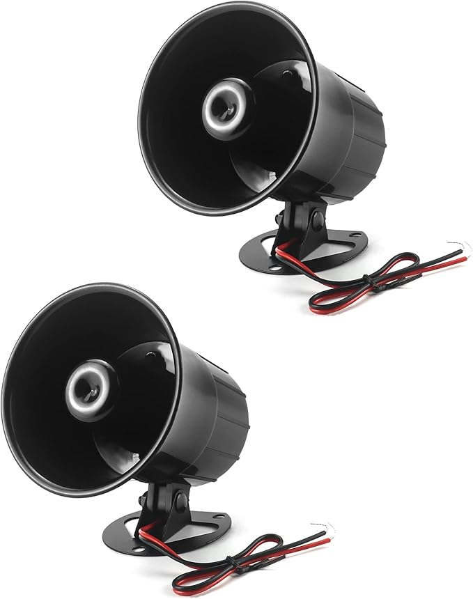 QWORK Electric Siren Horn, 2 Pack DC 12V Security Loud Wired Alarm Siren - Image 7