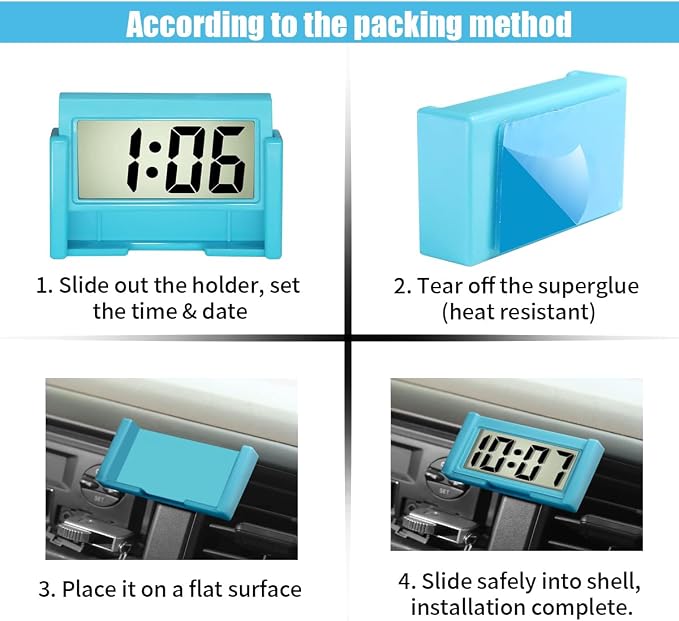 Small Electronic Dashboard Car Time Clock Self-Adhesive Mini Car Electronic - Image 6