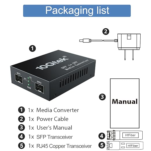 10G Fiber to Ethernet Converter, Dual 10GBase-T and SFP+ Ports, Supports - Image 3