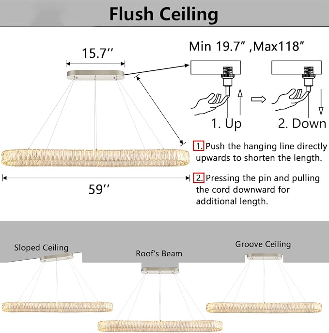 HAIXIANG Crystal 59 Inch Long Chandelier Modern Dimmable LED Chandeliers - Image 2