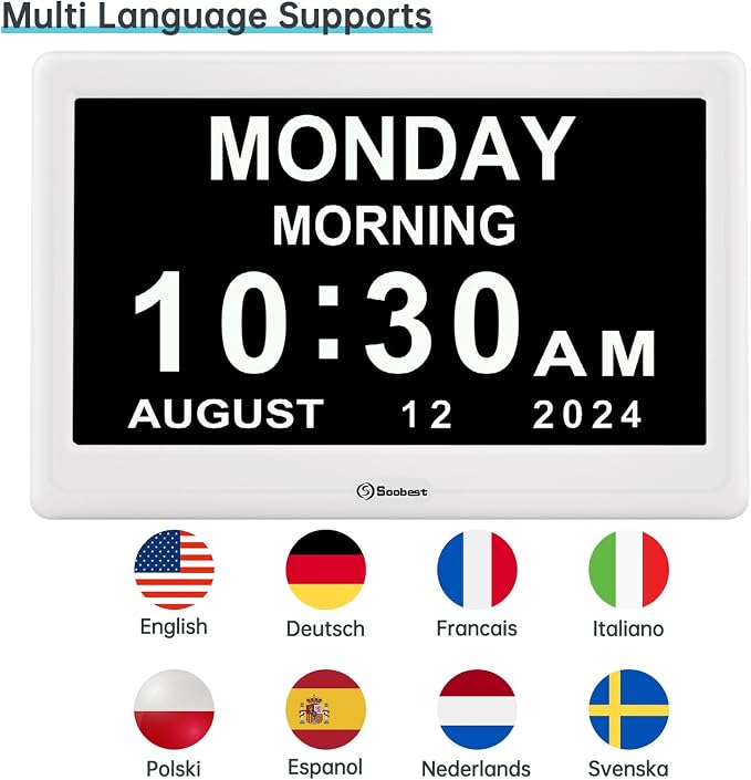 Soobest 12” Dementia Digital Clock - Image 7