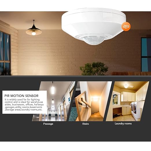 RAYZEEK Ceiling Mount 360 degree PIR Occupancy Motion Sensor, 8-12M High - Image 6