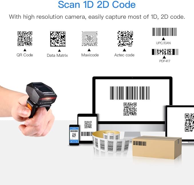 Eyoyo 2D Finger Ring Barcode Scanner, Mini Wearable 3-in-1 USB Wired & 2.4G - Image 3