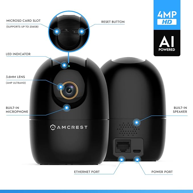 Amcrest 4MP WiFi Camera Indoor, Dog Camera, Sound & Baby Monitor, Human & Pet - Image 8