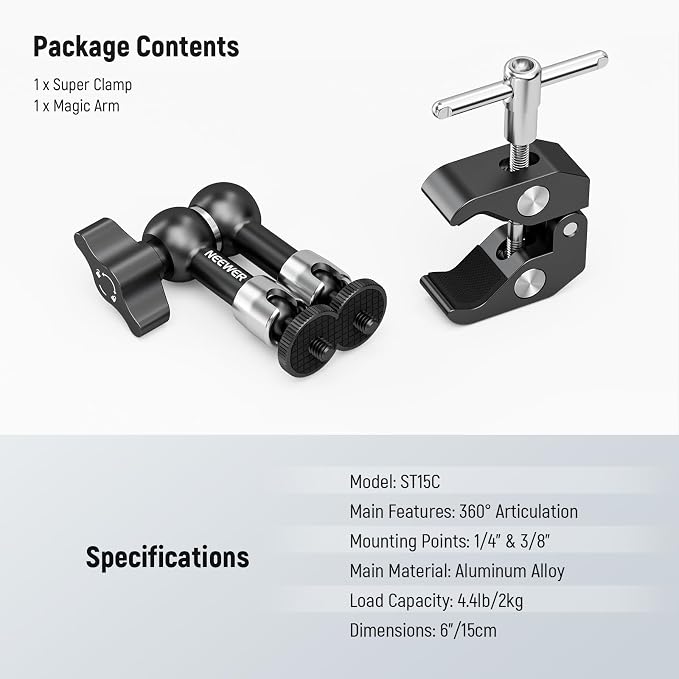 NEEWER 6"/15cm Adjustable Magic Arm - Image 7