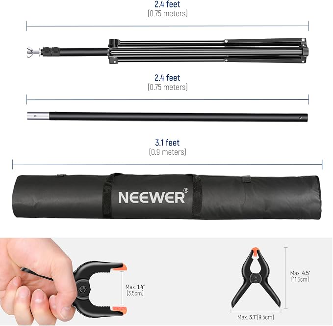 Neewer Photo Studio Backdrop Support System, 10ft/3m Wide 6.6ft/2m High - Image 8