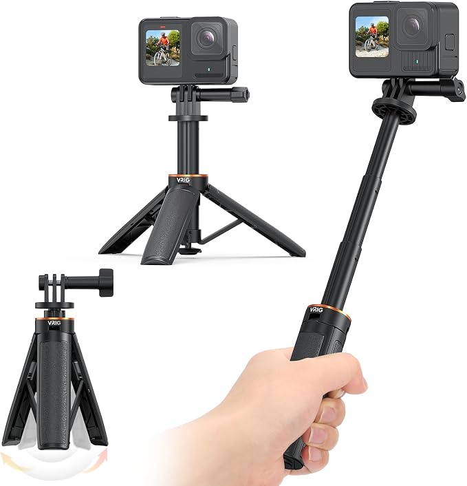VRIG TP35 Auto Pop Open Extendable Mini Camera Tripod, Portable Small Handle by VRIG