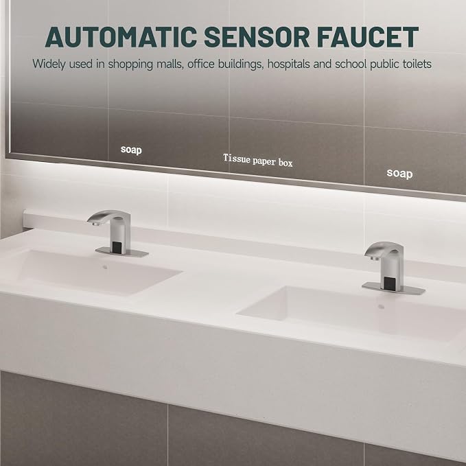 Touchless Bathroom Sink Faucets, Brushed Nickel - Image 7