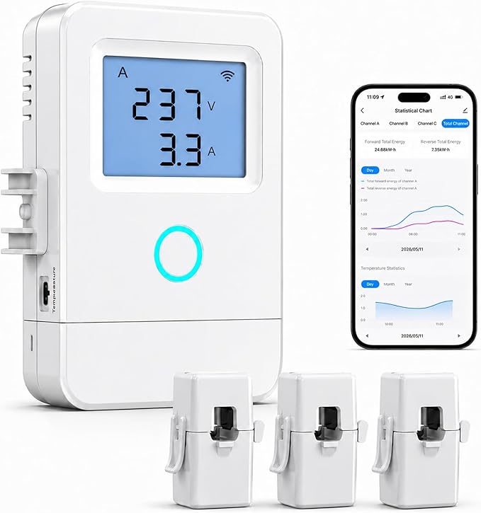 WiFi Home Energy Monitor with 3 80A CT Clamps, Circuit-Level Monitoring by Nestool