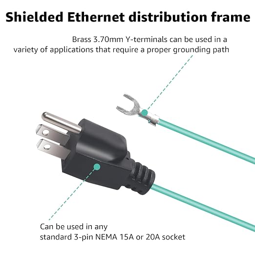Shielded Ethernet Patch Panel Bond Ground Extension Cord, - Image 2