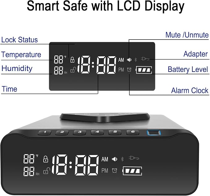 FTOP Biometric Fingerprint Gun Safe, Clock Handgun Safe - Image 3