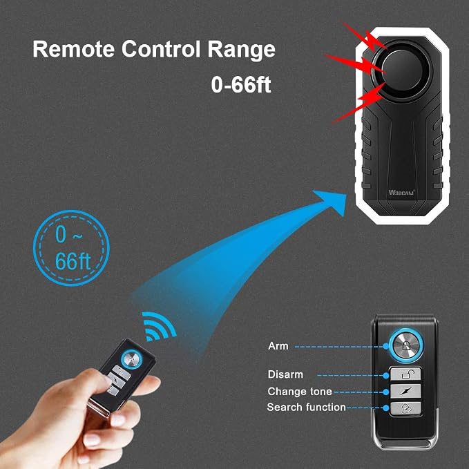 Wsdcam 113dB Bike Alarm Wireless Vibration Motion Sensor Waterproof Motorcycle - Image 5