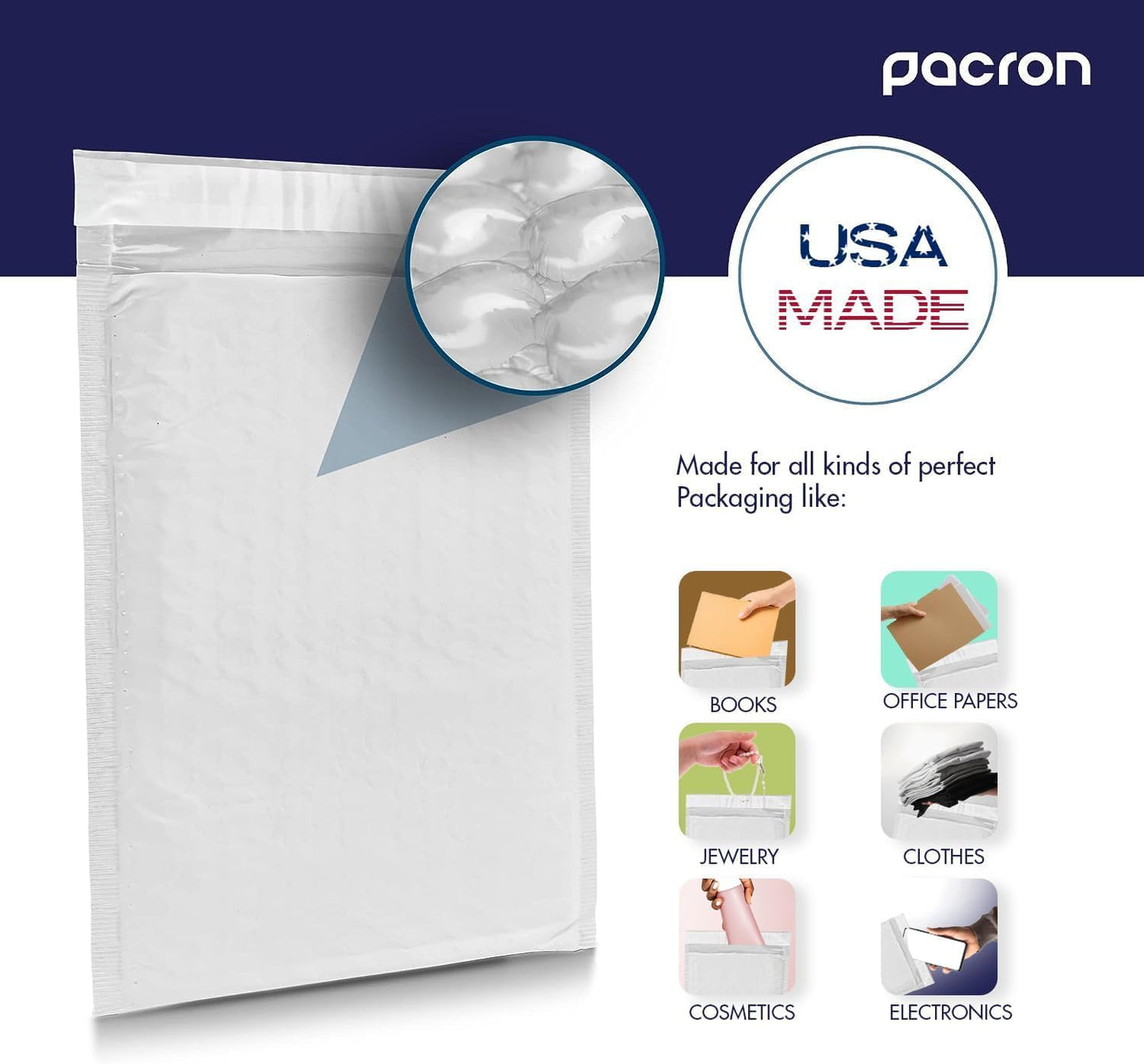 500-Pack Waterproof Poly Bubble Mailers 6 x10 - Thick, Durable, Instant Seal Envelopes with Strong Adhesive - Protective Shipping Mailers for Jewelry, Cosmetics, SD Cards, USB Cables