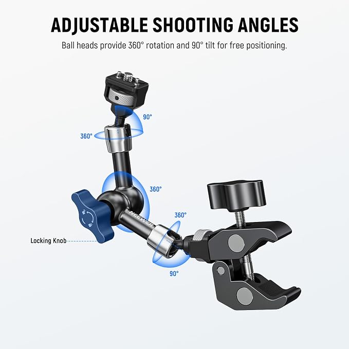 NEEWER 7" Articulating Magic Arm Clamp Mount - Image 3