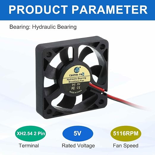 MECCANIXITY 5010 Fan 50mm x 10mm 2 Inch 5V Small Plastic Cooling Fan 2 Pin - Image 3