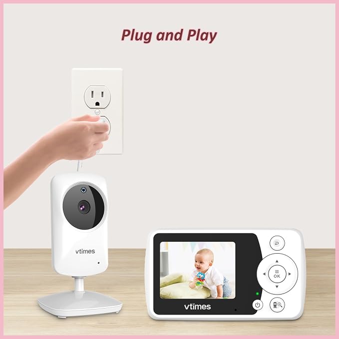 VTimes Baby Monitor with Camera and Audio, No WiFi, 2.4" LCD Screen, Two-Way - Image 7