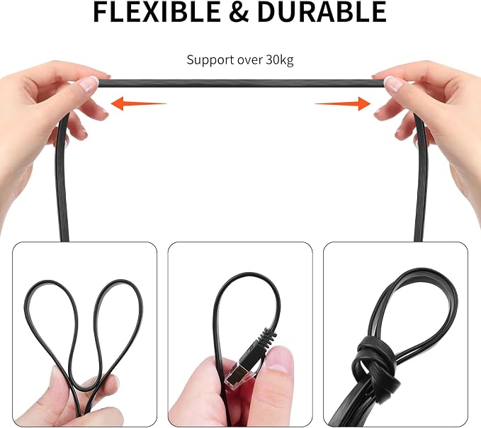 REXUS Retractable Cat 6 Flat Ethernet Network Cable 3.3 & 6.6 FT Combination - Image 7