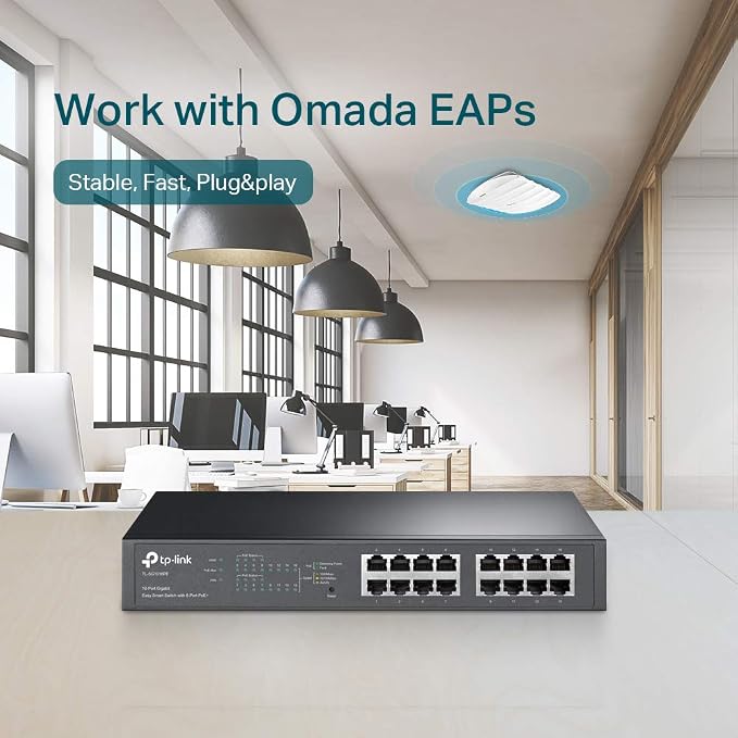 TP-Link TL-SG1016PE | 16 Port Gigabit PoE Switch | Easy Smart Managed | 8 PoE+ - Image 6