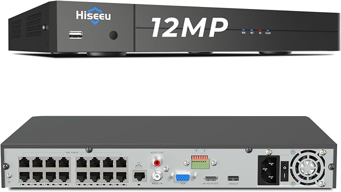 Hiseeu 12MP 16CH PoE NVR Network Video Recorder by Hiseeu