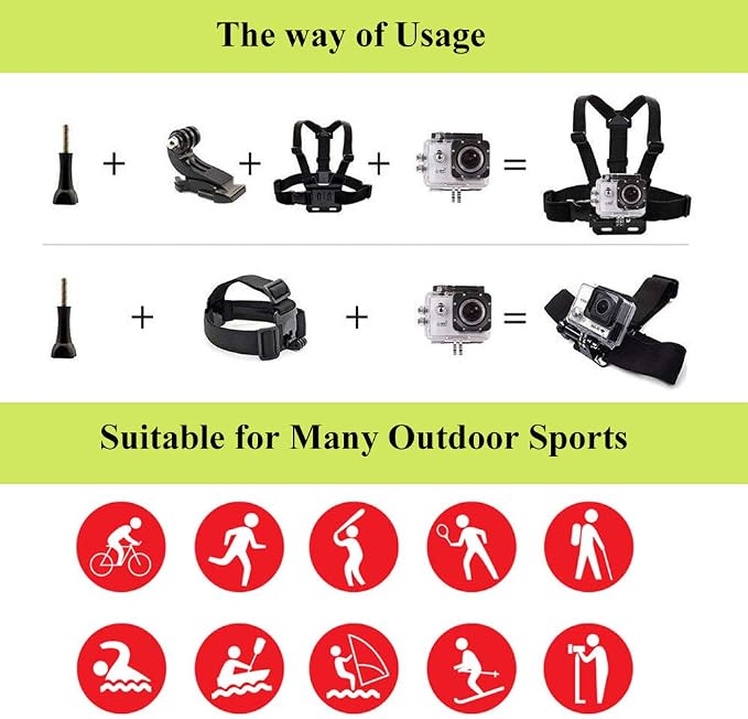 Action Camera Accessories Head Strap Mount Chest Harness Compatible - Image 7