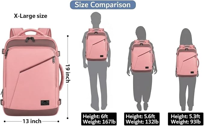 MATEIN Pink Travel Backpack for Women, 40L Water Resistant Carry on Backpack - Image 4