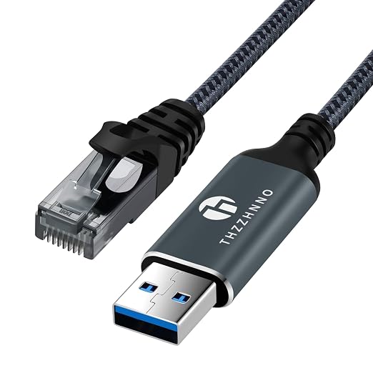 USB to Ethernet Cable 15FT, USB 3.0 A to RJ45 Male Cable Directly Connected by Thzzhnno
