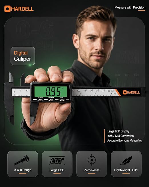 HARDELL Rechargeable Digital Caliper 6", Plastic Calipers - Image 8