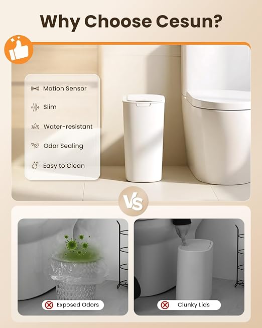 Cesun Motion Sensor Trash Can, 5 Gallon Automatic Bathroom Garbage Can - Image 7