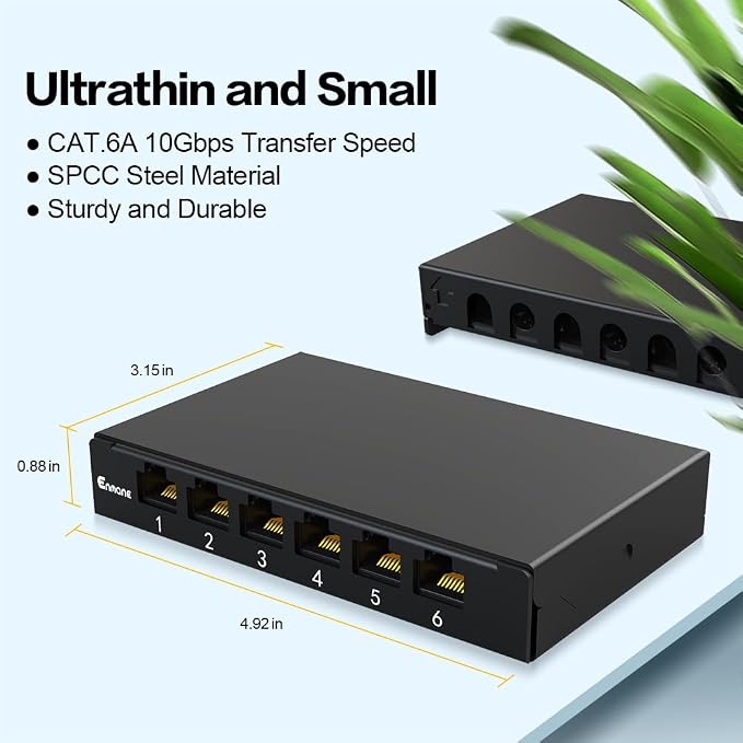 6 Port Patch Panel 0.5U CAT6A Keystone Patch Panel UTP - Image 2